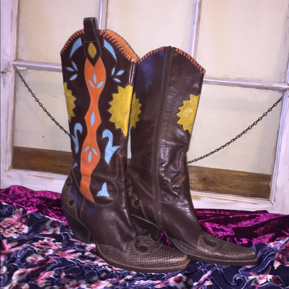 Floral embellished boots